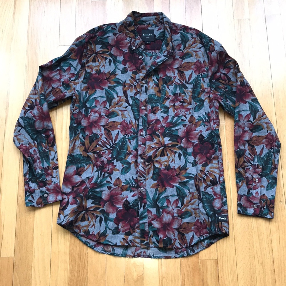 Barney Cooks. Dark Floral Button Down